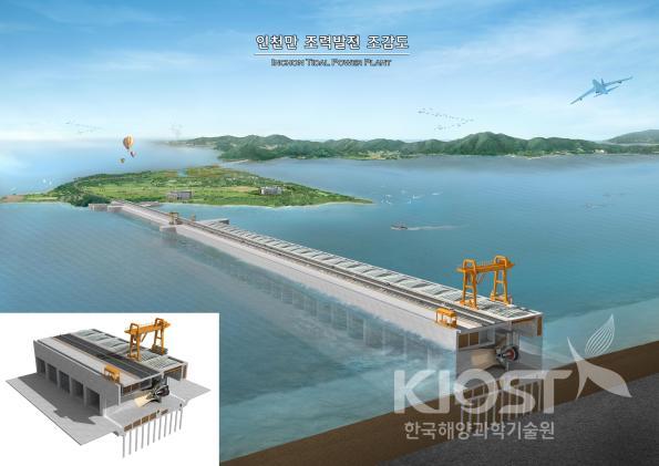 Bird-eye's view of the Incheon tidal power plant of 1,321MW 의 사진